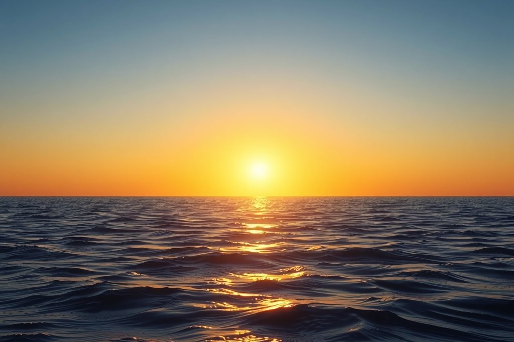 Sol saliendo sobre el horizonte del mar