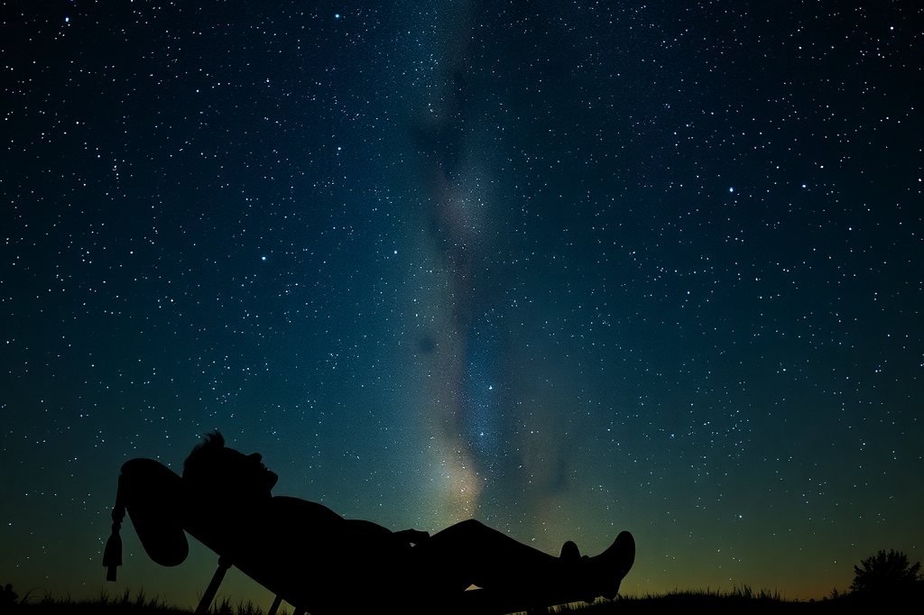 Silueta de una persona mirando el cielo estrellado